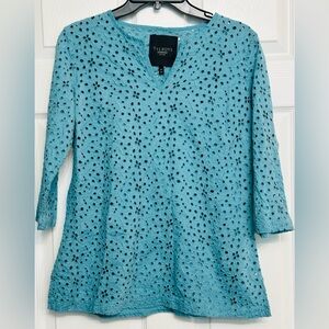 Talbots Teal Eyelet Blouse